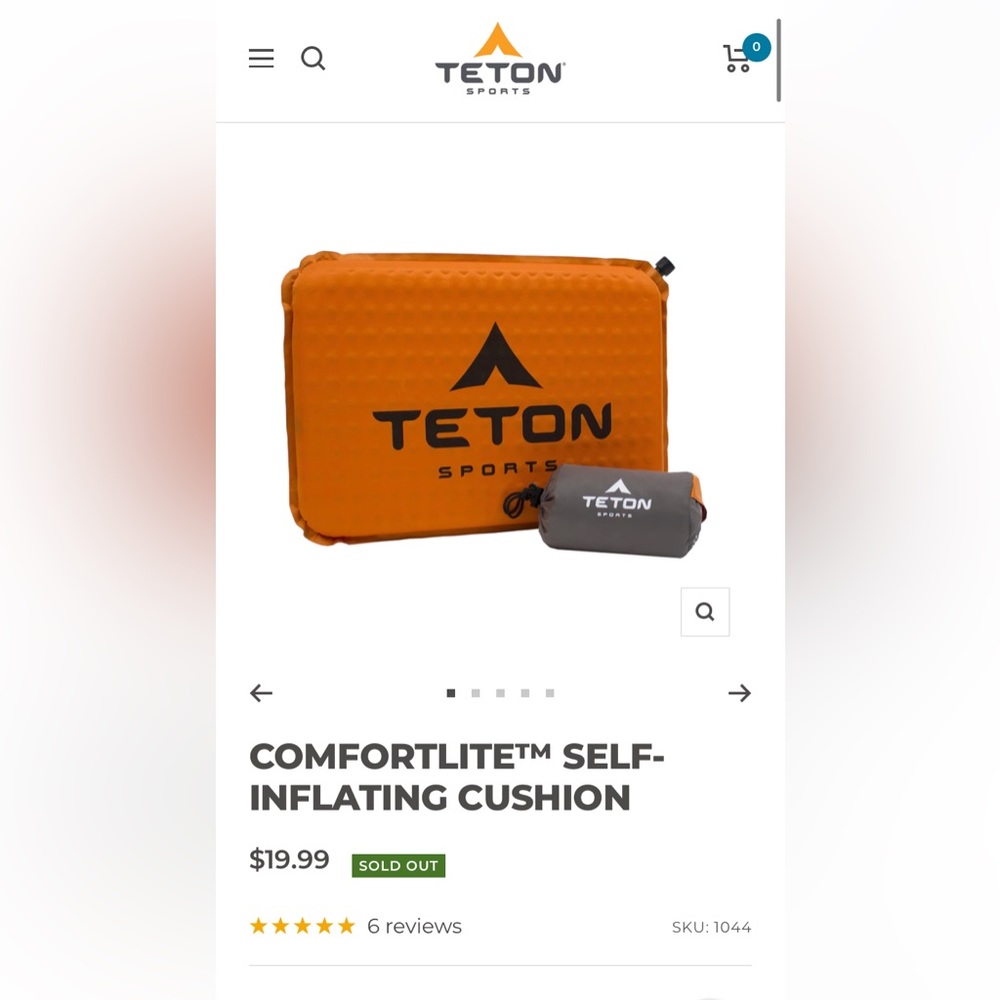 Set of 4 - Teton Sports Comfortlite Self Inflating Cushion